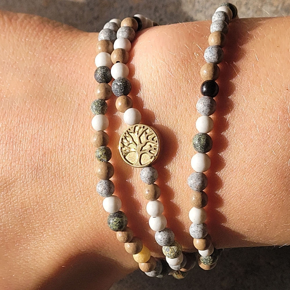 🖤3/$50 Earth Tones Multi Gemstone Bead Wrap Bracelet